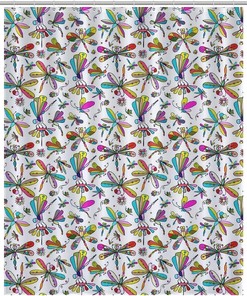 Modern Shower Curtain With Beautiful Dragonfly Print, Durable And Washable For Bathroom Showers And Bathtubs