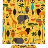 Modern Shower Curtain With Forest Animal Theme Featuring Elephant And Giraffe - Waterproof Fabric Curtain