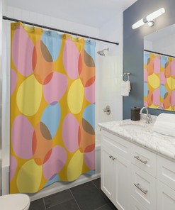 Modern Shower Curtain with Cool Art and Easter Egg Theme