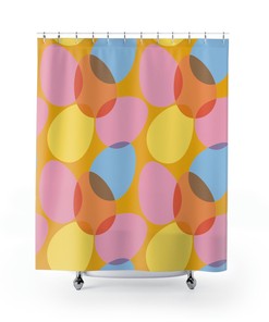 Modern Shower Curtain with Cool Art and Easter Egg Theme