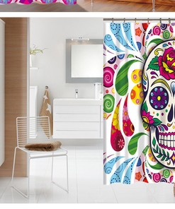 Modern Skulls Print Shower Curtain for Unique Bathroom Decor