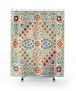 Modern Small Flowers Pattern Shower Curtain