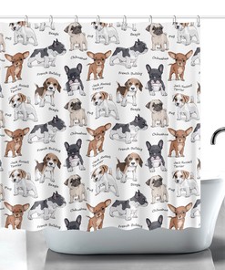 Modern Style Dog Shower Curtain For Animal Lovers - Kids Bathroom Curtain