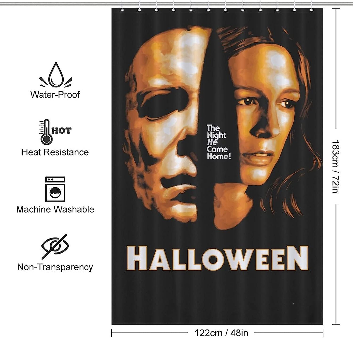 Modern Style Halloween Michael Myers Shower Curtain With Waterproof Fabric For Your Bathroom - Image 2