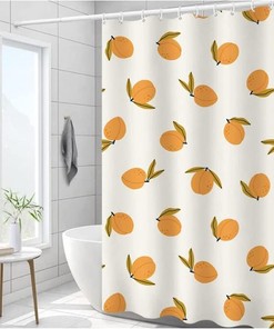 Modern Style Waterproof Fabric Printed Peach Shower Curtain