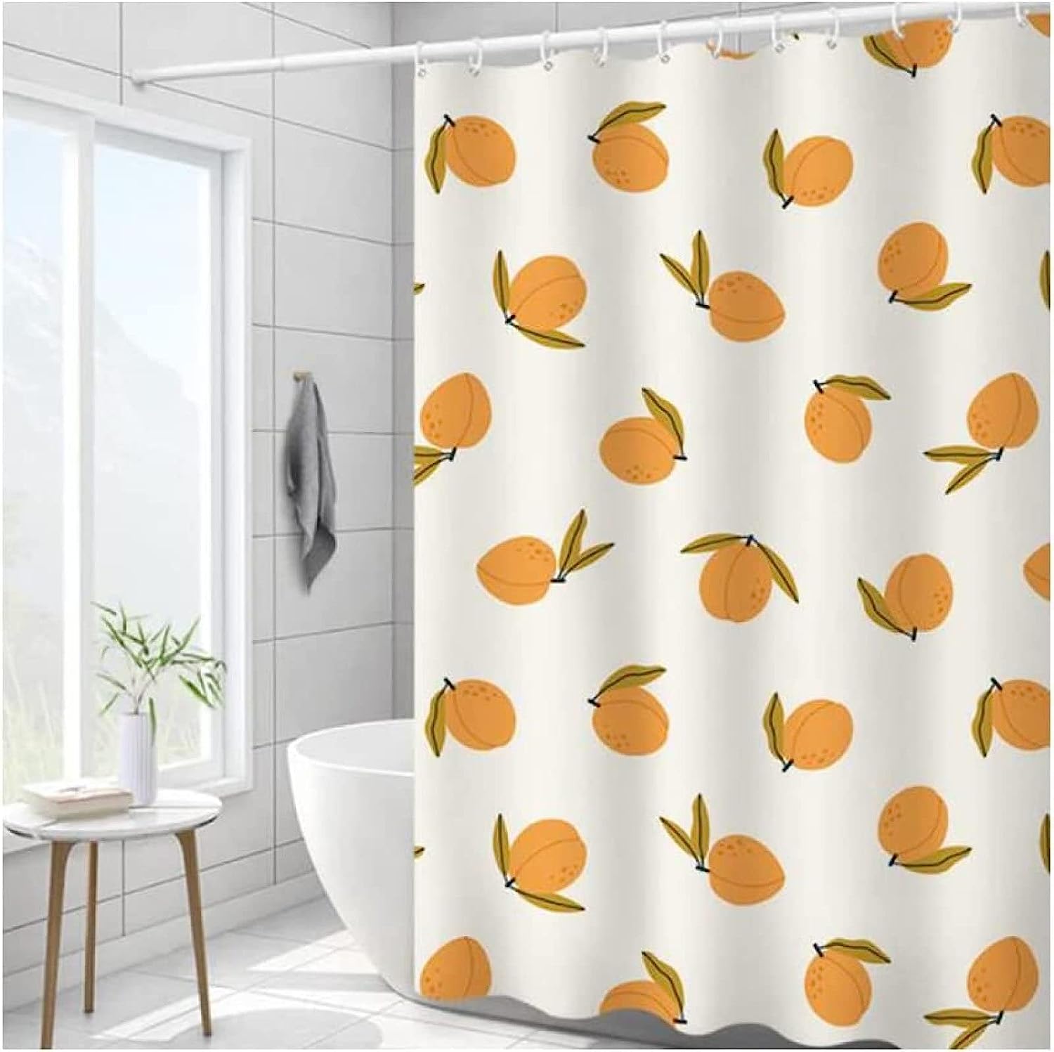 Modern Style Waterproof Fabric Printed Peach Shower Curtain