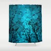 Modern Teal Pattern Shower Curtain Abstract Geometric Blue Fabric Shower Curtain