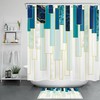 Modern Teal and White Geometric Marble Pattern Shower Curtain