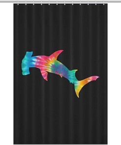 Modern Tie Dye Hammerhead Shark Shower Curtain