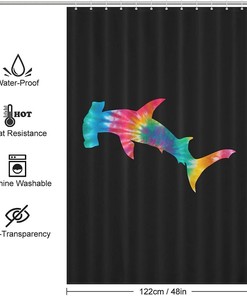 Modern Tie Dye Hammerhead Shark Shower Curtain