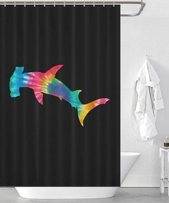 Modern Tie Dye Hammerhead Shark Shower Curtain