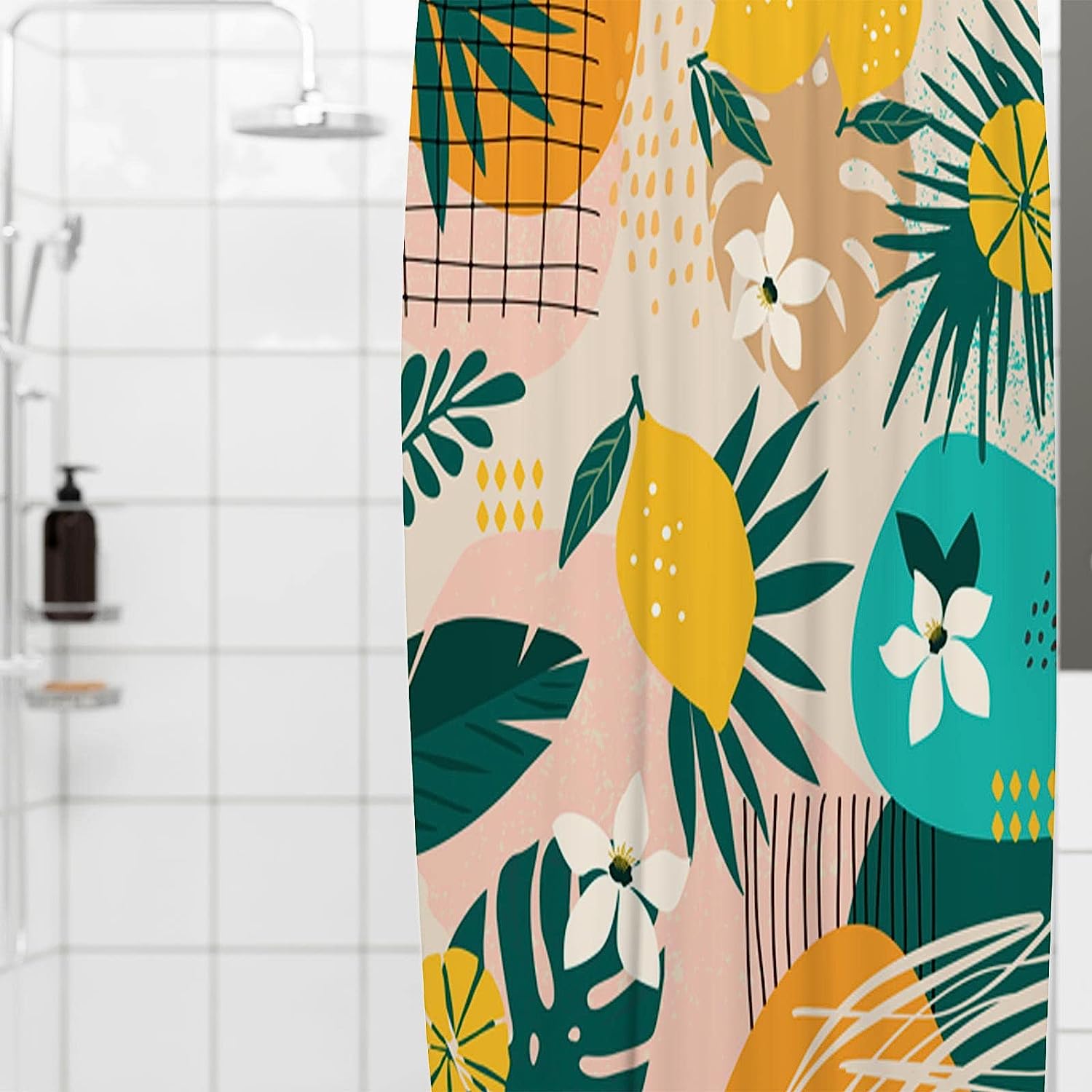 Modern Tropical Fruit Lemon Shower Curtain By Allenjoy - Chic And Simple Art Decoration - Image 3