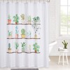 Modern Tropical Green Plant Shower Curtain with Botanical Cactus and Succulent