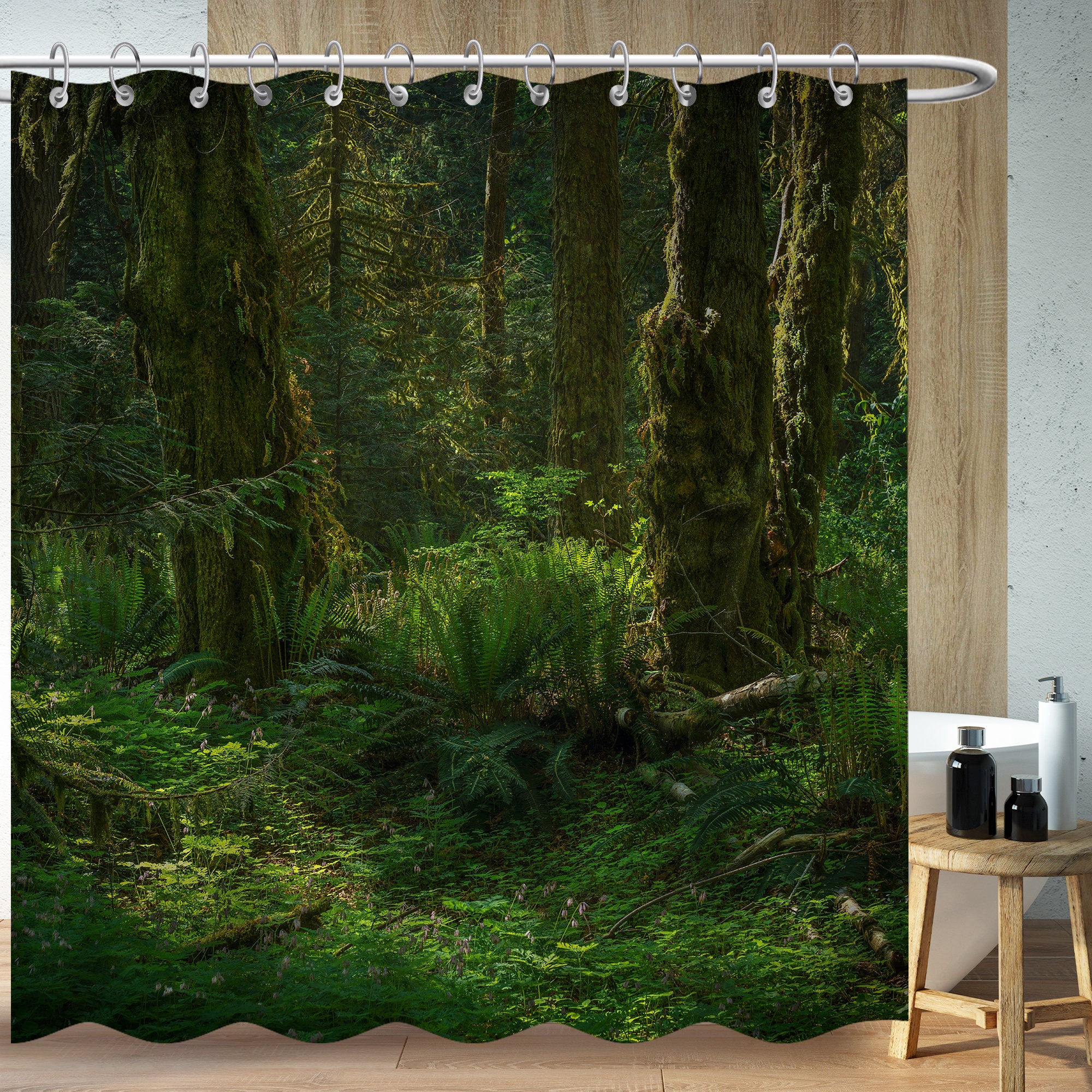 Modern Tropical Rainforest Green Plants Shower Curtain For A Refreshing Bathroom