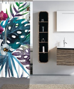 Modern Tropical Shower Curtain with Home Textiles and Beautiful Nature Decor 