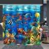 Modern Undersea World Fabric Shower Curtain With Colorful Fish Background, Ideal Bathroom Accessory