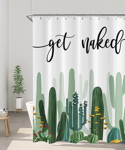 Modern Watercolor Cacti And Succulents Shower Curtain With Funny Quotes