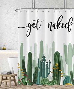 Modern Watercolor Cacti And Succulents Shower Curtain With Funny Quotes