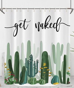 Modern Watercolor Cacti And Succulents Shower Curtain With Funny Quotes