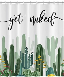Modern Watercolor Cacti And Succulents Shower Curtain With Funny Quotes
