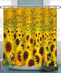 Modern Waterproof Sunflower Shower Curtain with Fabric Graduation/Father's Day Gift for Bathroom Decor