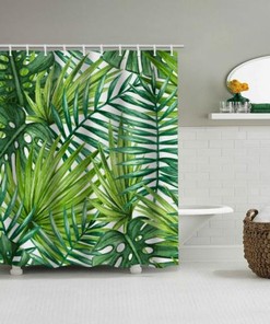 Modern Waterproof Tropical Leaf Shower Curtain for a Chic Bathroom Decor
