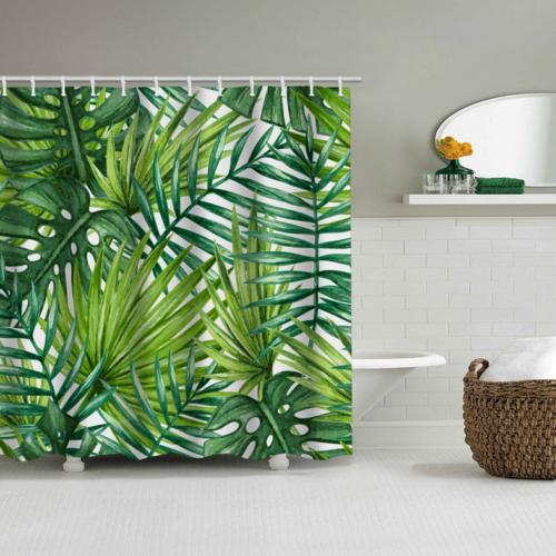 Modern Waterproof Tropical Leaf Shower Curtain for a Chic Bathroom Decor