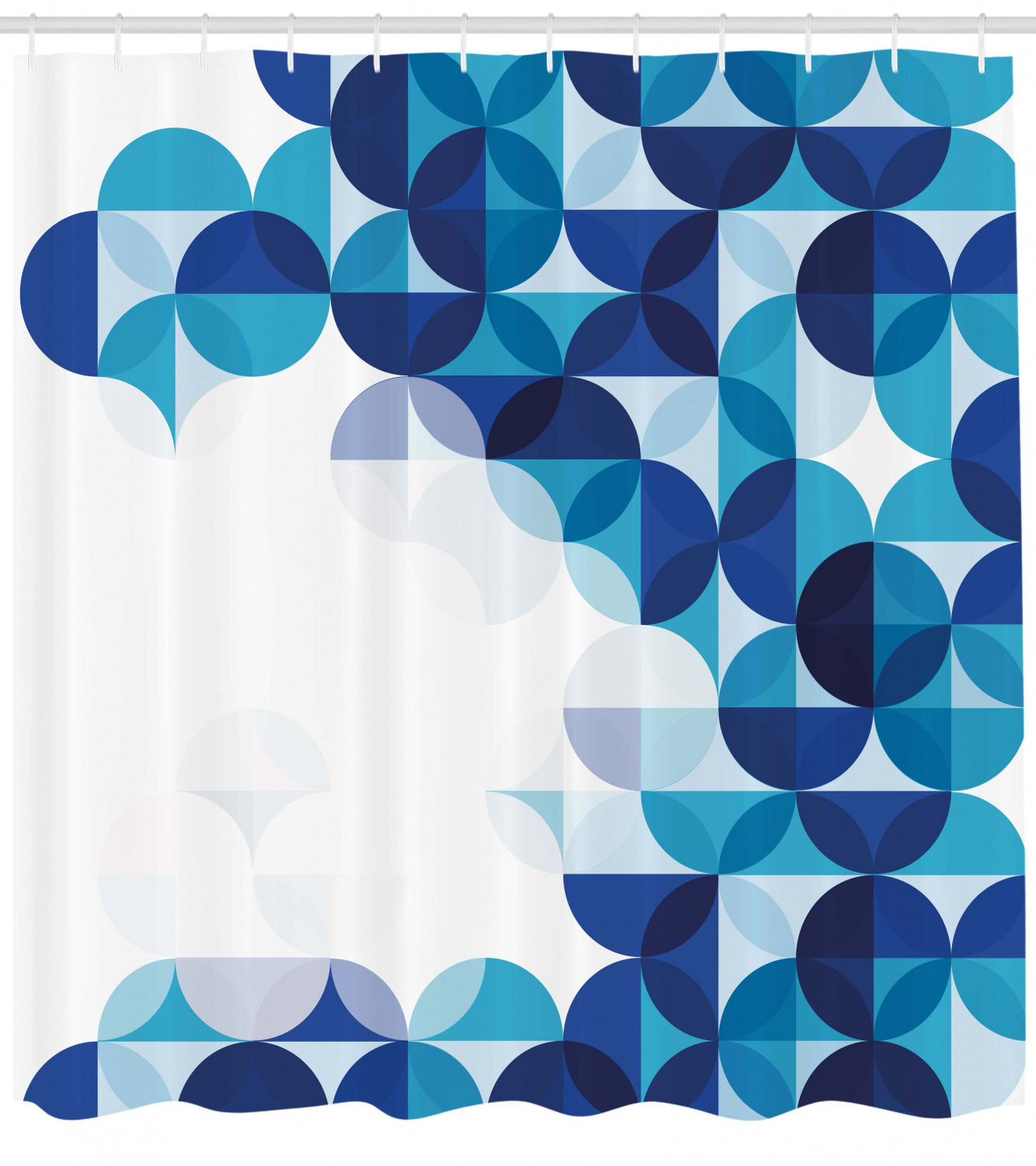 Modern White Circles Geometric Pattern Shower Curtain For Modern Bathroom Decor