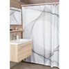 Modern White Shower Curtain, Black and White with Geometric Print, Chic and Trendy for Bathroom Decor