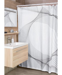 Modern White Shower Curtain, Black and White with Geometric Print, Chic and Trendy for Bathroom Decor
