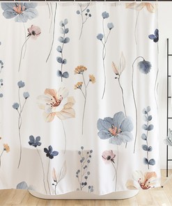 Modern Wild Plant Floral Shower Curtain - Chic Botanic Bathroom Decor