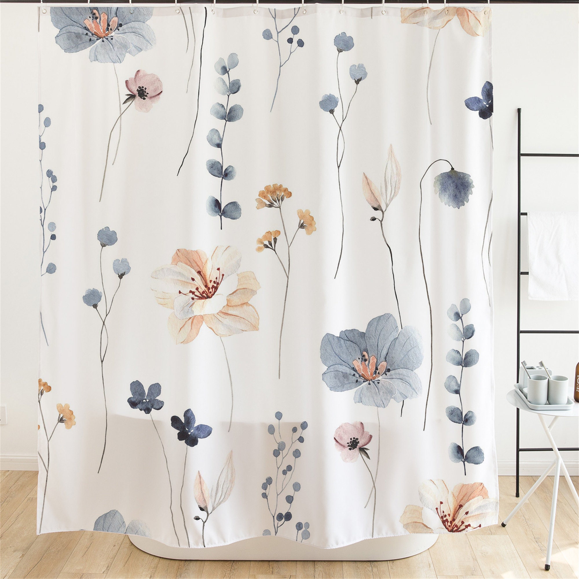 Modern Wild Plant Floral Shower Curtain - Chic Botanic Bathroom Decor