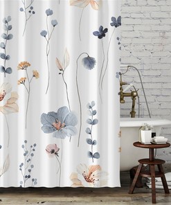 Modern Wild Plant Floral Shower Curtain - Chic Botanic Bathroom Decor