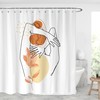 Modern Woman Body Shower Curtain - Minimalist Geometric Shapes and Leaves Design