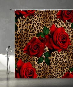 Modern Woman Leopard Flower Shower Curtain, Artistic Bathroom Decor