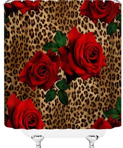 Modern Woman Leopard Flower Shower Curtain, Artistic Bathroom Decor