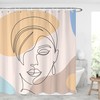 Modern Woman Silhouette Shower Curtain - Minimalist Geometric Shapes and Leaves Design