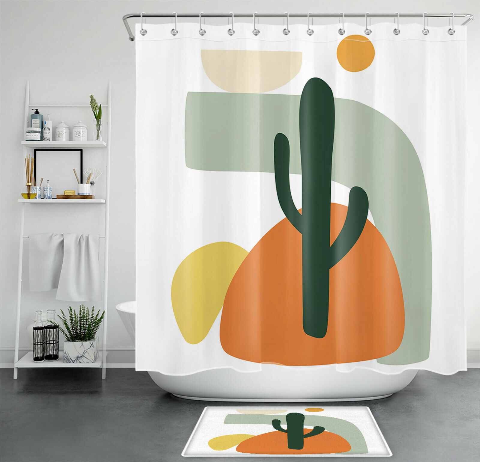 Modern and Abstract Cactus Shower Curtain for a Sleek and Beautiful Design