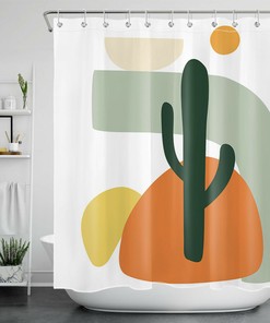 Modern and Abstract Cactus Shower Curtain for a Sleek and Beautiful Design