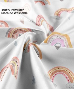Modern and Colorful Rainbow Shower Curtain with Simple and Cute Boho Art for a Fun Bathroom Vibe