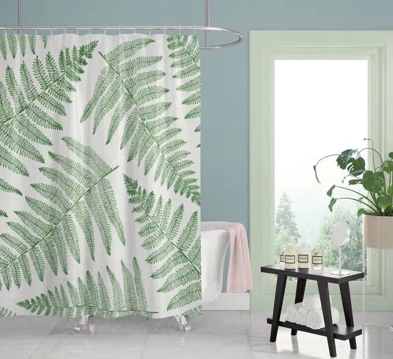 Modern and Colorful Tropical Palm Leaves Shower Curtain for your Bathroom