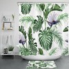 Modern and Trendy Green Leaf Monstera Flower Shower Curtain for Bathroom Decor