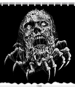 Molted Zombie Claw Skull Fabric Shower Curtain - Horror Skull Bathroom Decor  