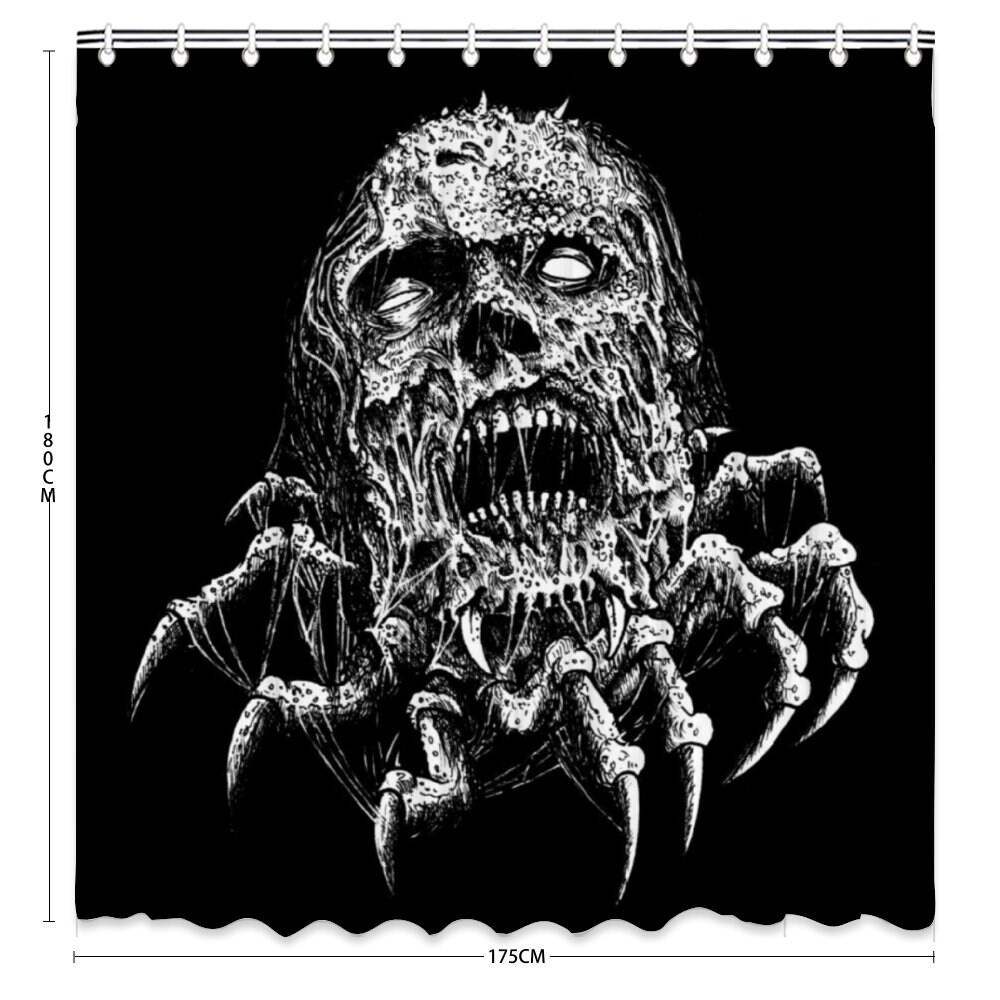 Molted Zombie Claw Skull Fabric Shower Curtain - Horror Skull Bathroom Decor