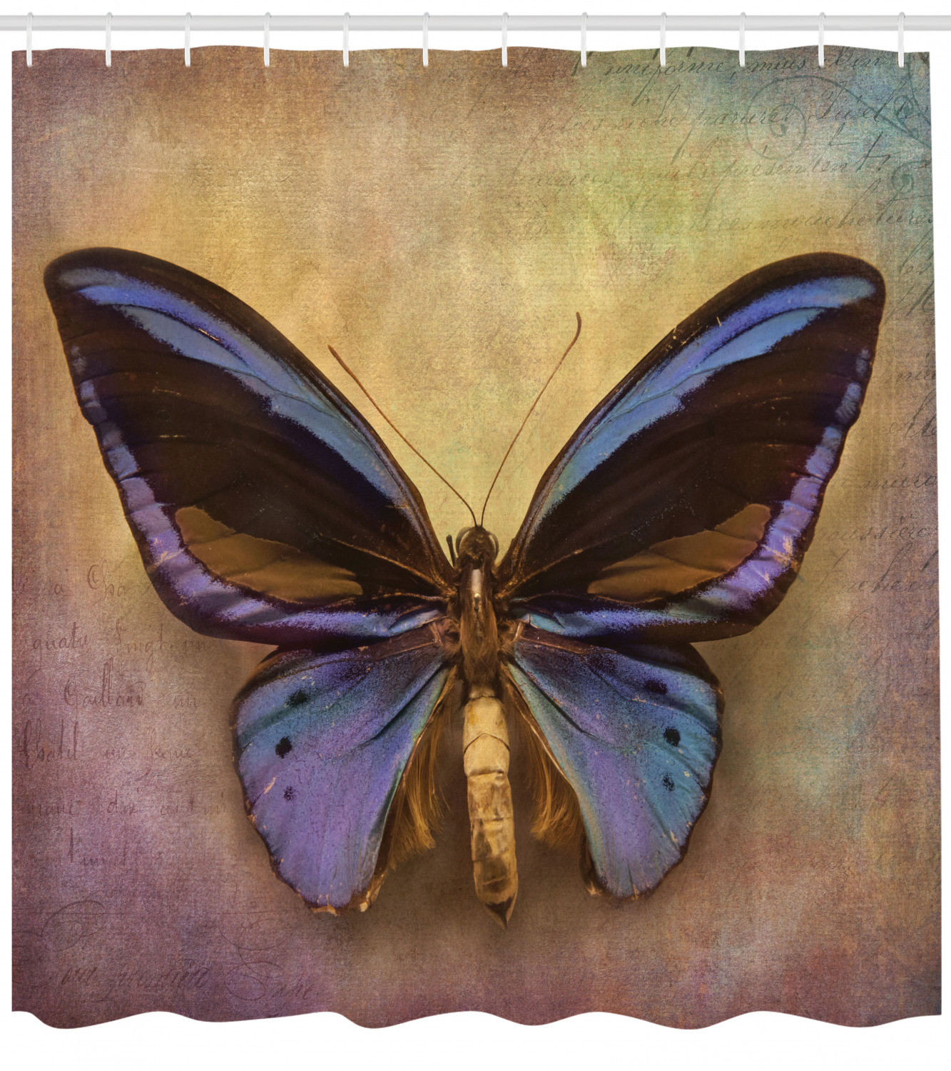 Monarch Butterfly Print Shower Curtain Set - Vintage And Rustic Bathroom Decor - Image 4