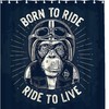 Monkey Biker Quote Born to Ride Ride to Live Unique Shower Curtain Home Decorative