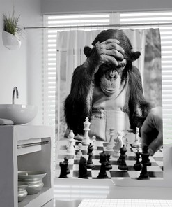 Monkey Chess Print Shower Curtain - A Fun And Artistic Twist On A Classic Game