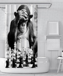 Monkey Chess Print Shower Curtain - A Fun And Artistic Twist On A Classic Game