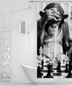 Monkey Chess Print Shower Curtain - A Fun And Artistic Twist On A Classic Game