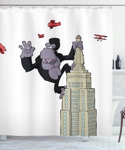 Monkey King Cartoon Animal Print Shower Curtain - Fun And Whimsical For Your Bathroom